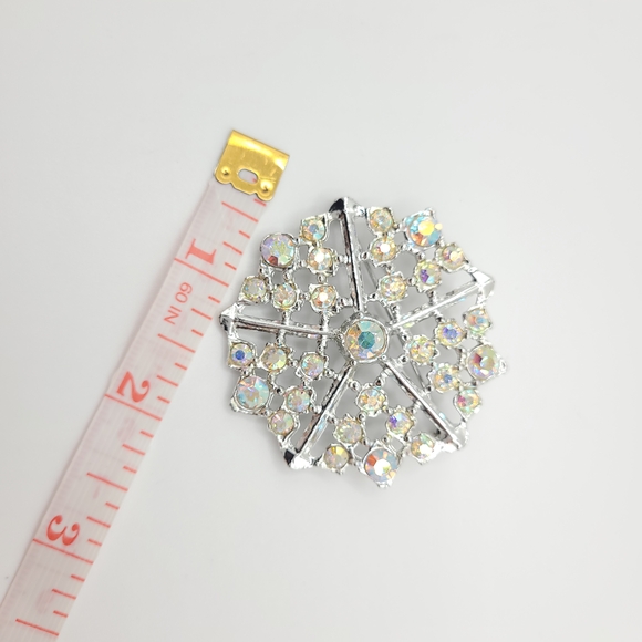 Silver Crystal Snowflake Brooch - Picture 6 of 6